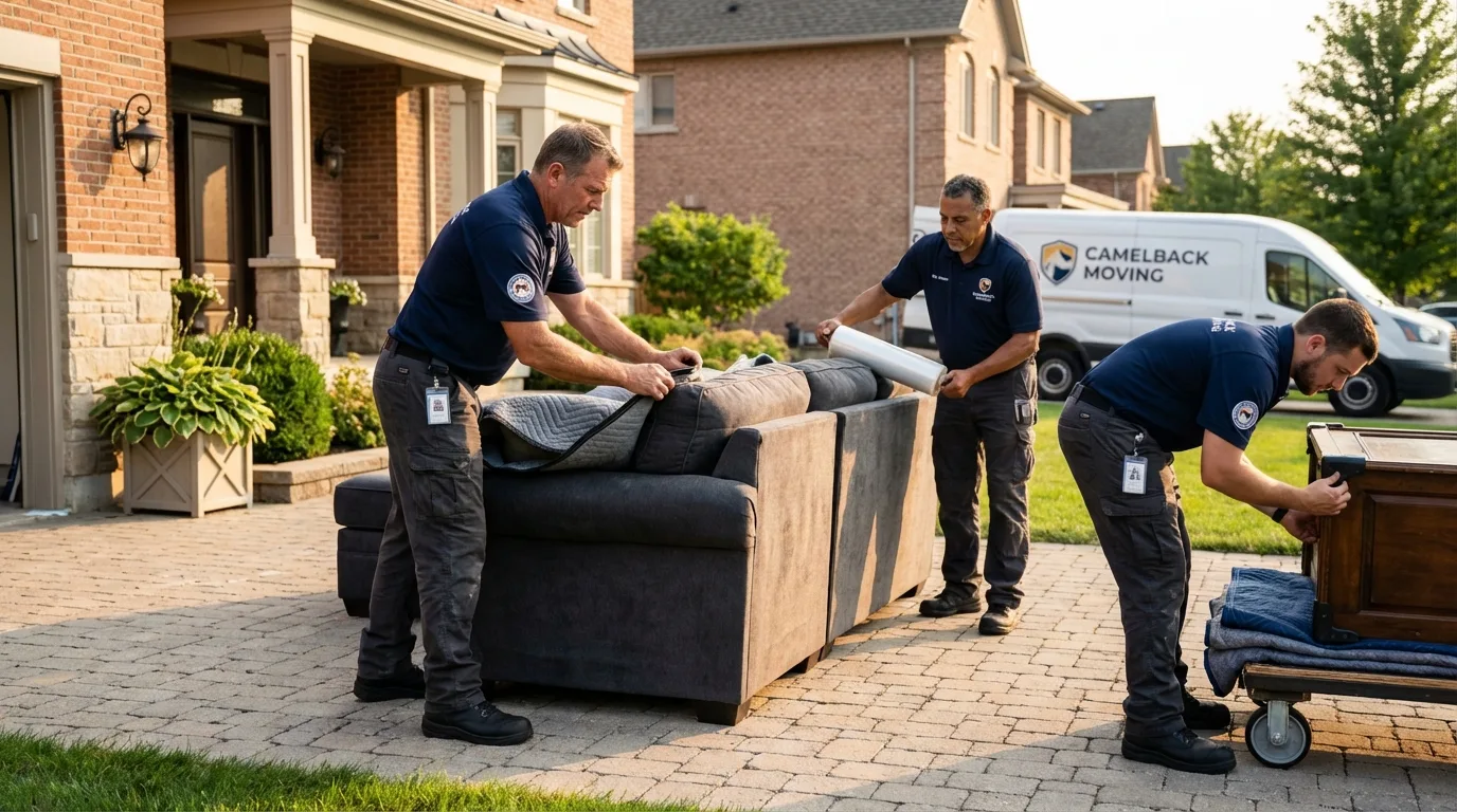Large estate moving crew wrapping furniture in Roanoke, AL